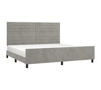 vidaXL Cadre de lit avec tête de lit – Sommier à lattes rembourré Velours 200x200 cm Gris clair