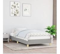 vidaXL Cadre de lit en tissu stylé – Lit simple rembourré, sommier à lattes gris clair 90x190 cm