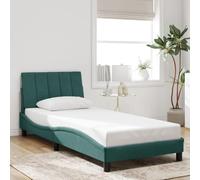 vidaXL Cadre de Lit sans Matelas Hanko, Lit Rembourré, Sommier à Lattes, Lit Simple, Lit Adulte de Chambre à Coucher Intérieur, Moderne, Vert Foncé 90x190 cm Velours