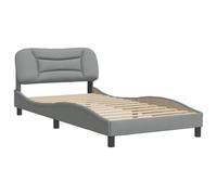 vidaXL Cadre de lit sans matelas Hvar – Rembourré, sommier à lattes, 100x200 cm gris clair