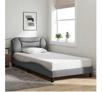 vidaXL Cadre de lit sans matelas Hvar – Rembourré, sommier à lattes, 100x200 cm gris clair