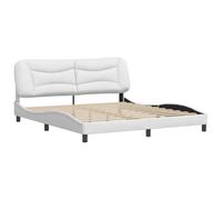 Vidaxl Cadre De Lit Avec Tête De Lit Blanc 180x200 Cm Similicuir Blanc