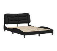vidaXL Cadre de Lit sans Matelas Hvar, Lit Rembourré, Sommier à Lattes, Lit Double, Lit Adulte de Chambre à Coucher Intérieur, Moderne, Noir 140x200 cm Similicuir