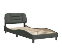 vidaXL Cadre de lit Hvar – sans matelas, rembourré, sommier à lattes, 90x200 cm gris foncé tissu