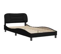 vidaXL Cadre de Lit sans Matelas Hvar, Lit Rembourré, Sommier à Lattes, Lit Simple, Lit Adulte de Chambre à Coucher Intérieur, Moderne, Noir 100x200 cm Tissu