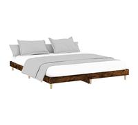 vidaXL Cadre de Lit sans Matelas, Lit Double avec Sommier à Lattes, Lit Adulte, Meuble de Chambre à Coucher, Chêne Fumé 140x200 cm Bois d'Ingénierie