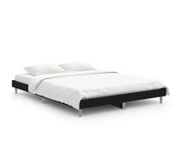 Cadre de Lit, Lit Simple avec Sommier à Lattes, Lit Adulte, Meuble de Chambre à Coucher Intérieur, Noir 90x200 cm Bois d'Ingénierie