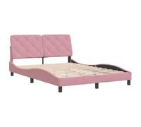vidaXL Cadre de Lit sans Matelas, Lit Rembourré, Sommier à Lattes, Lit Double, Lit Adulte de Chambre à Coucher Intérieur, Moderne, Rose 140x200 cm Velours