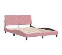 vidaXL Cadre de Lit sans Matelas, Lit Rembourré, Sommier à Lattes, Lit Double, Lit Adulte de Chambre à Coucher Intérieur, Moderne, Rose 140x190 cm Velours