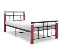 vidaXL Cadre de lit sans matelas métal bois de chêne massif 90x200 cm Multicolore