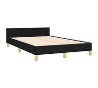 vidaXL Lit double avec tête de lit rembourrée – Sommier à lattes, tissu noir 120x190 cm