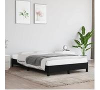vidaXL – Lit double rembourré avec sommier à lattes, moderne, noir 120x190 cm, tissu