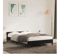 vidaXL Cadre de lit rembourré 379549 – Tête de lit, sommier à lattes, velours noir 120 x 190 cm
