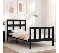 Vidaxl Cadre De Lit Sans Matelas Noir Bois De Pin Massif Marron