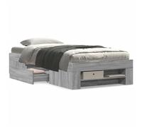 Vidaxl Cadre De Lit Sans Matelas Sonoma Gris 100x200 Cm Marron