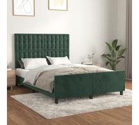 vidaXL Cadre de Lit avec Tête de Lit Sommier à Lattes Lit Rembourré Cadre à Lattes Lit Double Adulte Meuble de Chambre Vert Foncé 140x190 cm Velours
