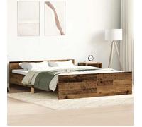 vidaXL Cadre de lit 3328778 – 140x190 cm, bois ingénierie vieux bois, sans matelas, lit double