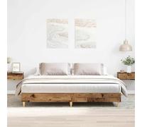 vidaXL Cadre de lit sans matelas vieux bois 200x200 cm bois ingénierie, meuble de chambre à coucher, sommier, lit double, 3328706