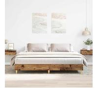 vidaXL Cadre de lit sans matelas vieux bois 200x200 cm bois ingénierie, meuble de chambre à coucher, sommier, lit double, 3328706
