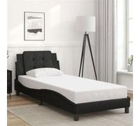 vidaXL Cadre de lit Zadar rembourré simili cuir pour lit simple 90x200 cm Noir - sans matelas