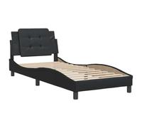 vidaXL Cadre de lit Zadar rembourré simili cuir pour lit simple 90x200 cm Noir - sans matelas