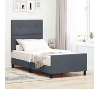 vidaXL Cadre de lit Simple avec tête de lit en Velours Gris foncé | Design Compact idéal pour Un mobilier de Chambre Moderne en Bois d'ingénierie Qui supporte Un Poids Maximum de 150 kg