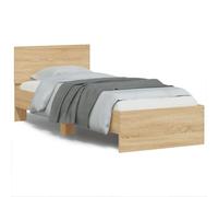 vidaXL Cadre de Lit Simple Avec Tête de Lit et Lumières LED, Sommier à Lattes, Adulte, Meuble de Chambre Moderne, Chêne Sonoma 90x200 cm