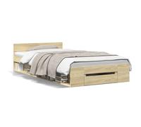 Vidaxl Cadre De Lit Avec Tiroir Sans Matelas Chêne Sonoma 90x190 Cm Multicolore