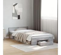 Vidaxl Cadre De Lit Avec Tiroir Sans Matelas Sonoma Gris 100x200 Cm Multicolore