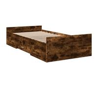 VidaXL Cadre de Lit Simple Avec Tiroirs en Chêne Fumé 90x190 cm - Bois d'Ingénierie, Rangement, Meuble de Chambre