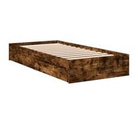 vidaXL – Cadre de lit avec tiroirs – Bois d'ingénierie chêne fumé – 90 x 200 cm – Sans matelas