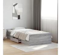 vidaXL Cadre de Lit Simple avec Tiroirs Sonoma Gris 90x190 cm en Bois d'Ingénierie - Lit de Rangement pour Chambre