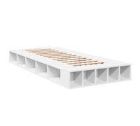 vidaXL Cadre de Lit Simple Blanc 100x200 cm en Bois d'Ingénierie - Lit de Rangement, Meuble de Chambre, Sommier