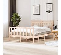 Vidaxl Cadre De Lit Bois Massif 135x190 Cm Double Marron