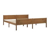 vidaXL Cadre de Lit Sommier à Lattes Lit Double Adulte Cadre à Lattes sur Pied Chambre à Coucher Intérieur Marron Miel 180x200 cm Bois de Pin Massif