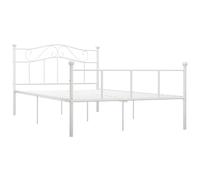 vidaXL Cadre de Lit Sommier à Lattes Lit Double Adulte Cadre à Lattes sur Pied Chambre à Coucher Maison Intérieur Blanc Métal 160x200 cm