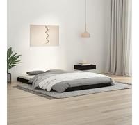 vidaXL Cadre de Lit, Sommier à Lattes, Lit Double et Adulte, Cadre à Lattes Chambre à Coucher Maison, Moderne, Noir 135X190 cm Bois de Pin Massif