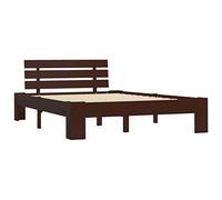 Cadre De Lit Marron Foncé Bois De Pin Massif 140 X 200 Cm Marron