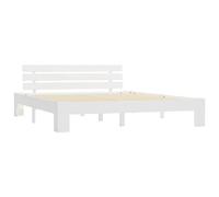 vidaXL Cadre de Lit Sommier à Lattes Lit Double Lit Adulte Cadre à Lattes sur Pied Chambre à Coucher Maison Blanc 180x200 cm Bois de Pin Massif