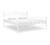 vidaXL Cadre de Lit Sommier à Lattes Lit Double Lit Adulte Cadre à Lattes sur Pied Chambre à Coucher Maison Intérieur Blanc Métal 140x200 cm