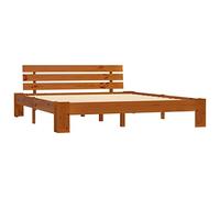 vidaXL Cadre de Lit Sommier à Lattes Lit Double Lit Adulte Cadre à Lattes sur Pied Chambre à Coucher Maison Marron Miel 180x200 cm Bois de Pin Massif