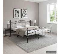 vidaXL Cadre de Lit Sommier à Lattes Lit Double Lit Adulte Cadre à Lattes sur Pied Chambre à Coucher Maison Intérieur Noir Métal 160x200 cm