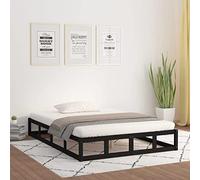 vidaXL Cadre de lit Noir 180x200 cm Super King Bois massif 820815