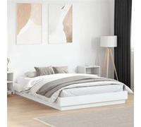 vidaXL Cadre de Lit, Sommier à Lattes, Lit Double, Lit Adulte de Chambre à Coucher Intérieur, Moderne, Blanc 160x200 cm Bois 3209842 Blanc G