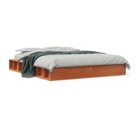 vidaXL Cadre de Lit, Sommier à Lattes, Lit Double, Lit Adulte de Chambre à Coucher, Moderne, Cire Marron 135x190 cm Bois de 844435