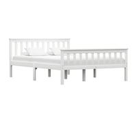 vidaXL Cadre de Lit Sommier à Lattes Lit Double Lit Adulte Lit Coffre Chambre à Coucher Maison Intérieur Blanc 140x200 cm Bois de Pin Massif