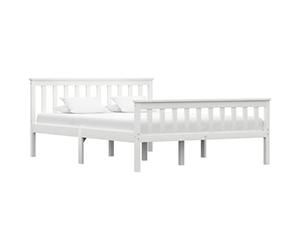 vidaXL Cadre de Lit Sommier à Lattes Lit Double Lit Adulte Lit Coffre Chambre à Coucher Maison Intérieur Blanc 140x200 cm Bois de Pin Massif
