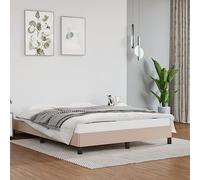 vidaXL Cadre de Lit Sommier à Lattes Lit Rembourré Cadre à Lattes Lit Double Adulte Meuble de Chambre Intérieur Cappuccino 140x200 cm Similicuir
