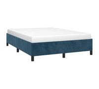 vidaXL Cadre de Lit Sommier à Lattes Lit Rembourré Cadre à Lattes Lit Double Adulte Meuble de Chambre à Coucher Bleu Foncé 140x190 cm Velours