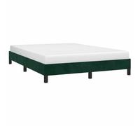 vidaXL Cadre de Lit Sommier à Lattes Lit Rembourré Cadre à Lattes Lit Double Adulte Meuble de Chambre Intérieur Vert Foncé 140x190 cm Velours